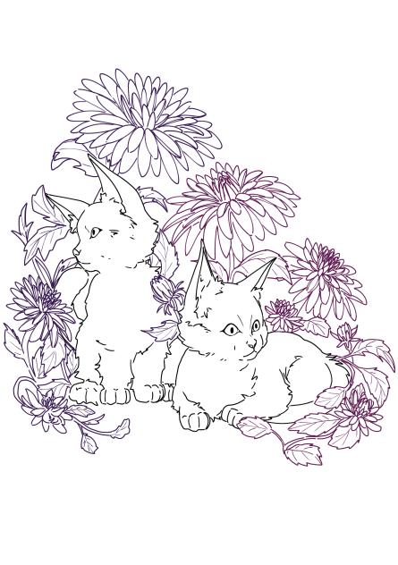 💮Dahlia Kitties(Lineart)