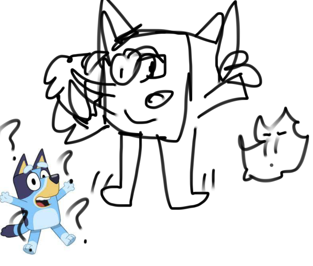 trying to draw bluey with my eyes closed