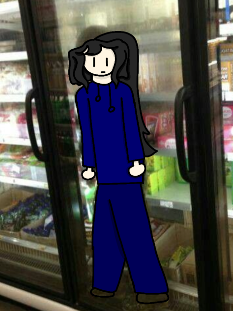 Kai in a freezer