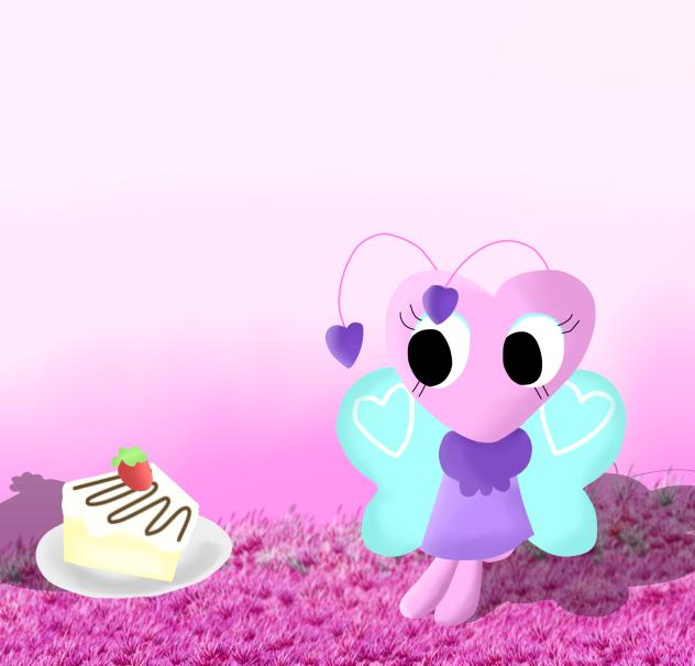 Flutter looking at a cake