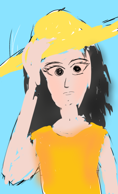 Girl wearing Hat finger paint