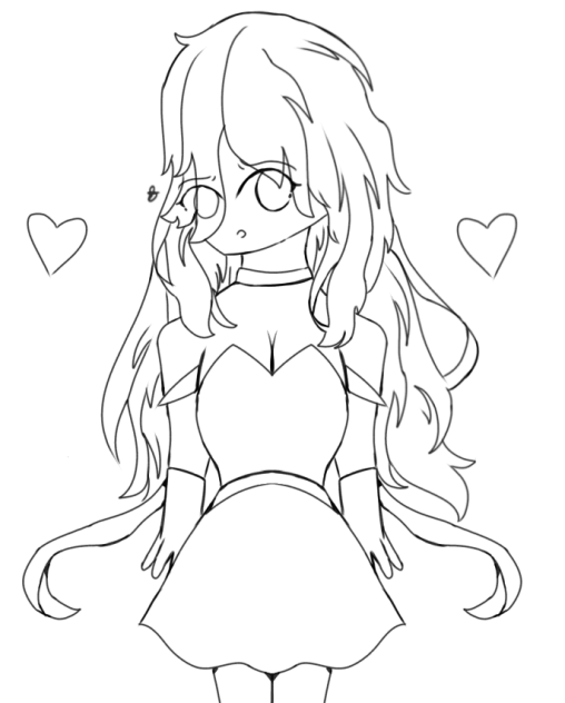 Just a Girl with 2 ribbons Lineart