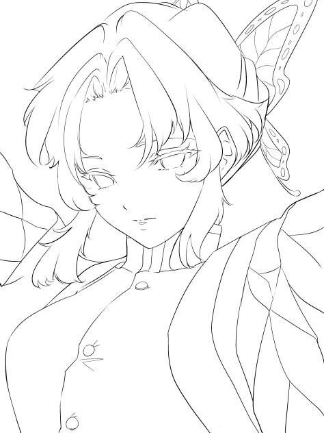 【線画】胡蝶しのぶ(鬼滅の刃)