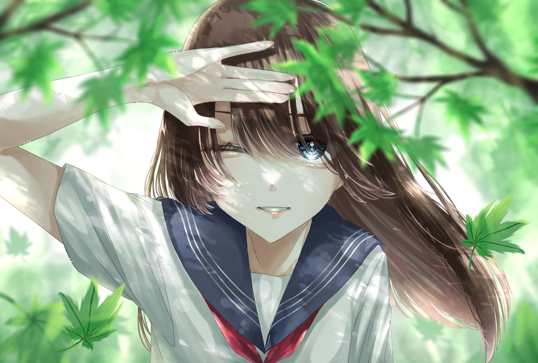 手描きイラスト【オリジナル】木漏れ日の女の子 専用 手描きイラスト