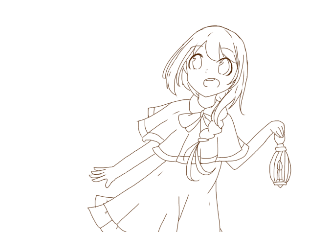 【線画】迷子少女