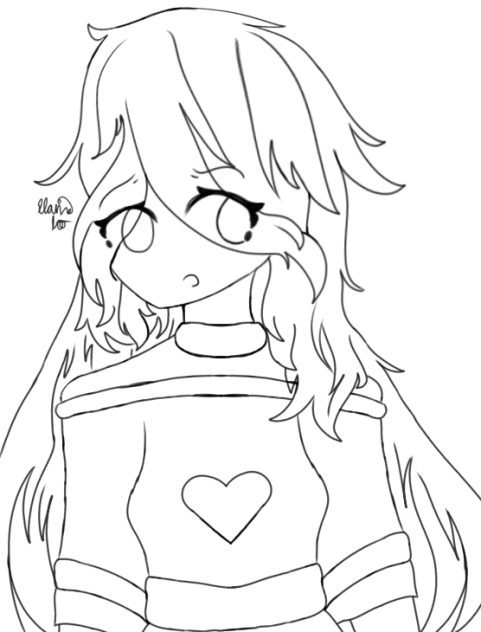 A Girl in a Shirt Lineart