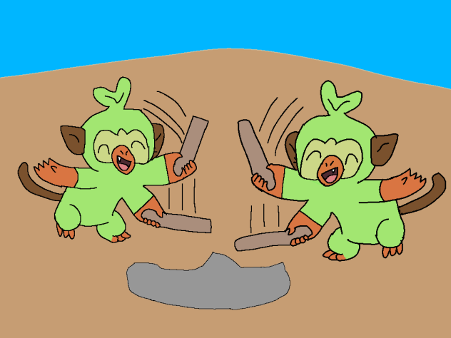 Grookey's playing playfully