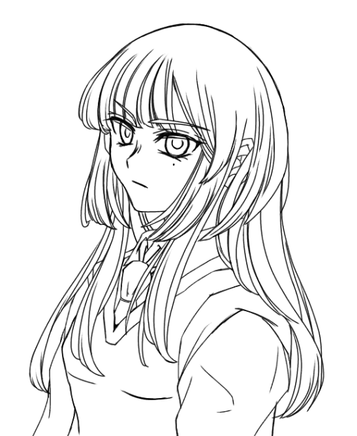 髪の長い女の子 下絵 Ibispaint