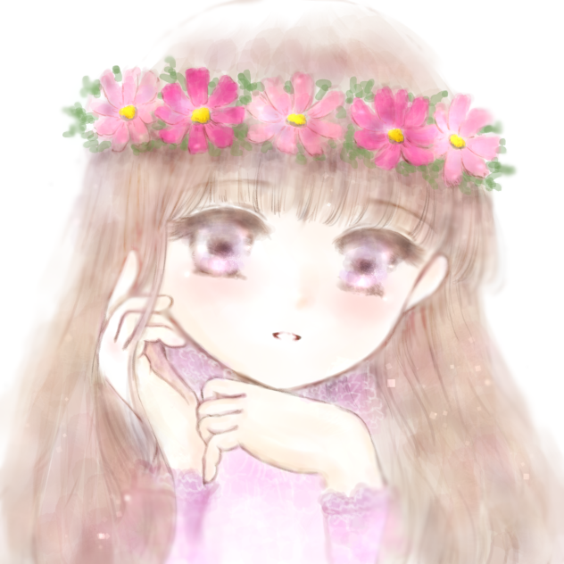 コスモスの花冠な女の子。