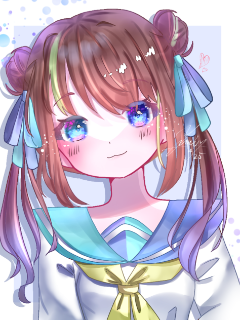 💚緑メッシュ×オッドアイ💙