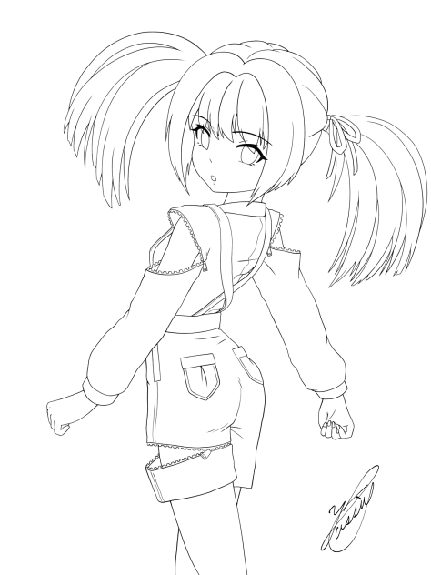 Strolling Young Lady（線画）
