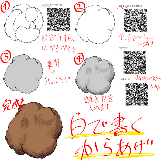 白一色で描く🍗から揚げ
