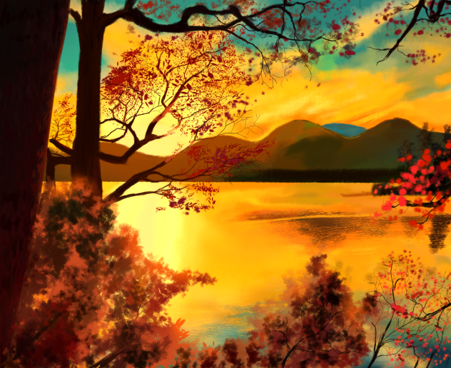 autumn sunrise scenery