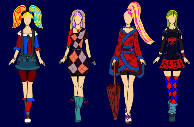 Harlequins outfits in different states