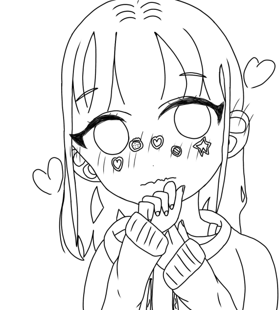 Girl blushing line art