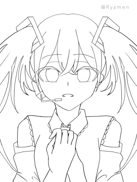 線画　初音ミク
