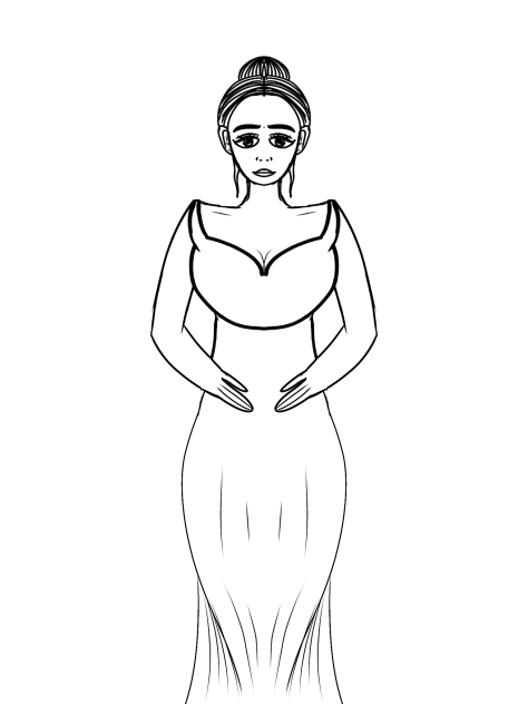 The women with dress out line