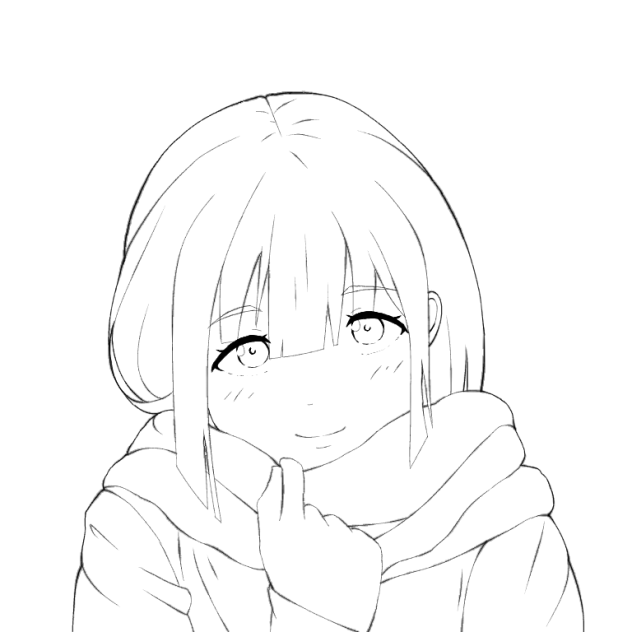 投稿3回目　マフラー巻いてる女の子　線画