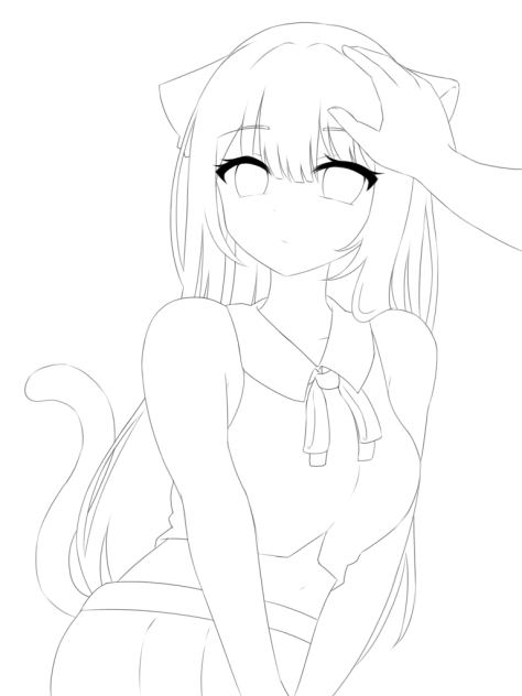 Cat girl 線画