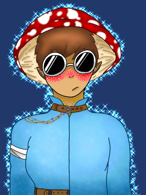George with a mushroom hat