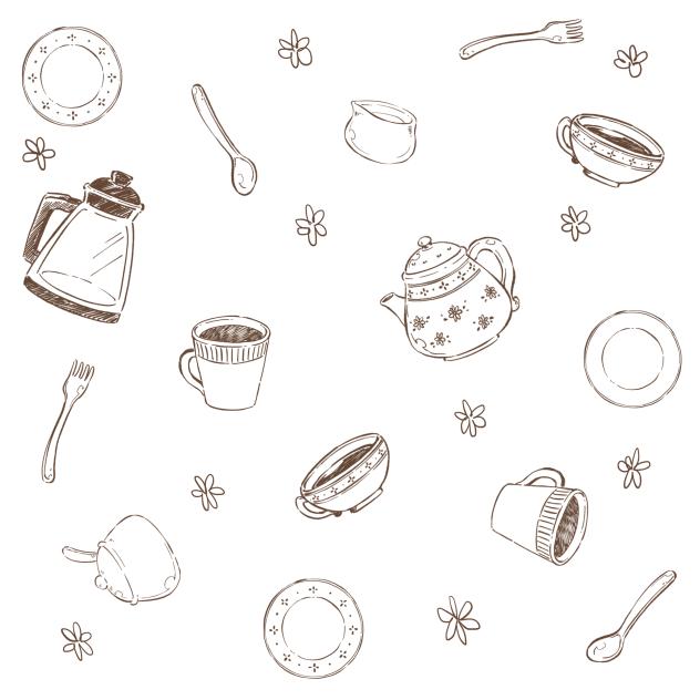 ティーセットの壁紙（透過）