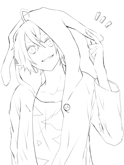 線画)うさぎの中は狼だった