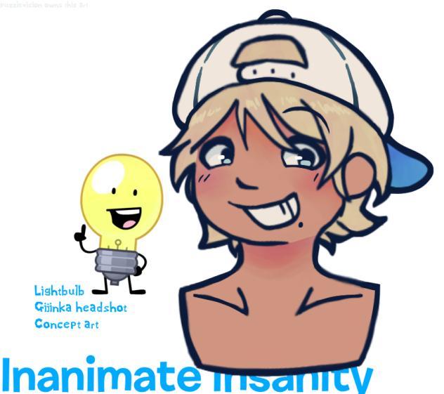 lightbulb gijinka headshot concept art