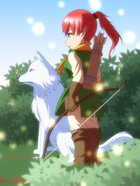 エルフの狩人と白いオオカミ