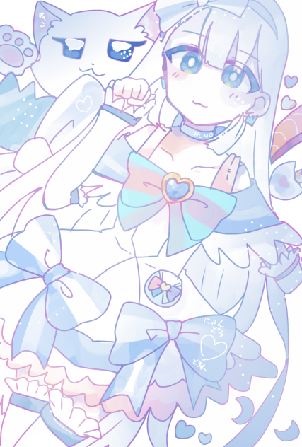 油絵　マミ　白猫とバービーちゃんのような私とプルメリア にゃみー🤍🩵 - ibisPaint