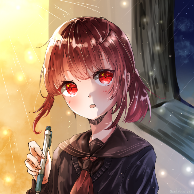 黄昏時、教室にて。