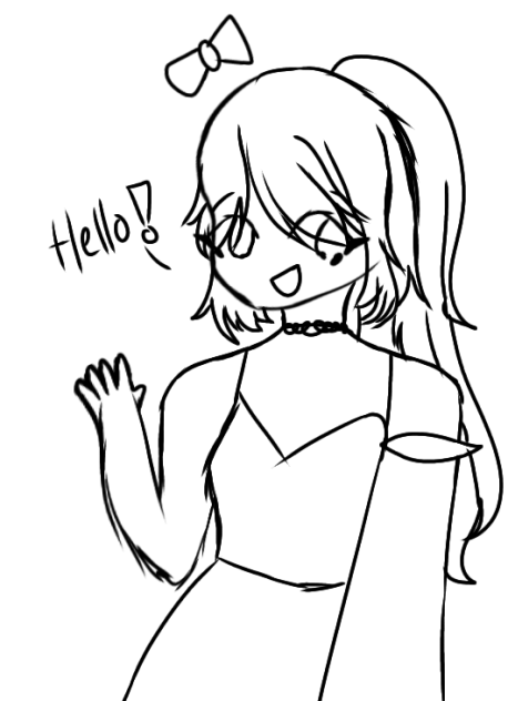 A Girl with a Floating Bow Sketch
