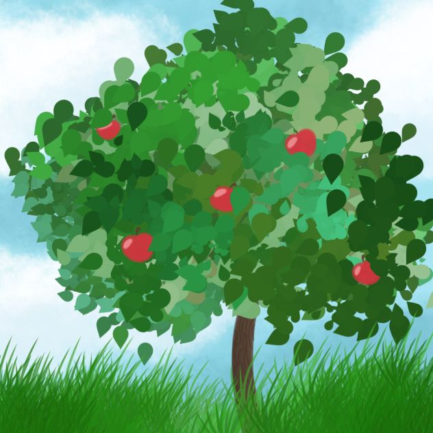 árbol con manzanas