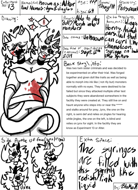 Character sheet for Olivia’s comic