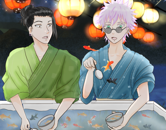 夏の終わり　金魚すくい