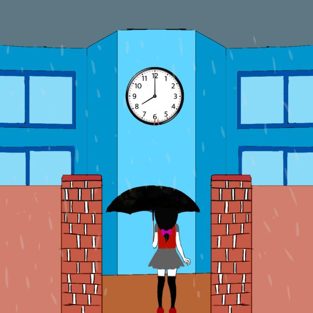 Going to school on a rainy day - ibisPaint