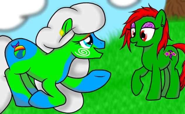 Earth and monty as ponies