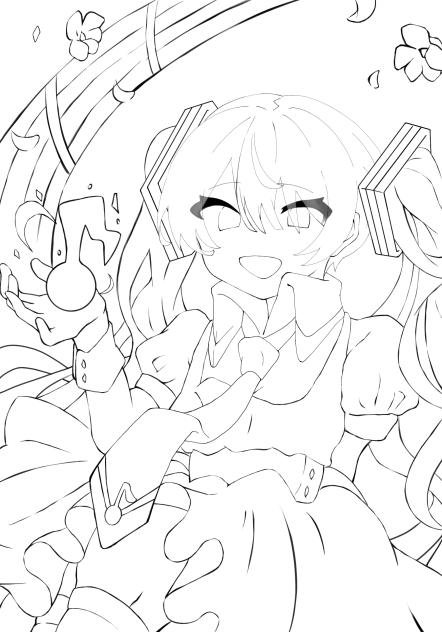 ミクちゃん　線画