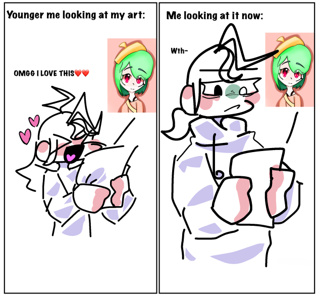 Me looking at my old art