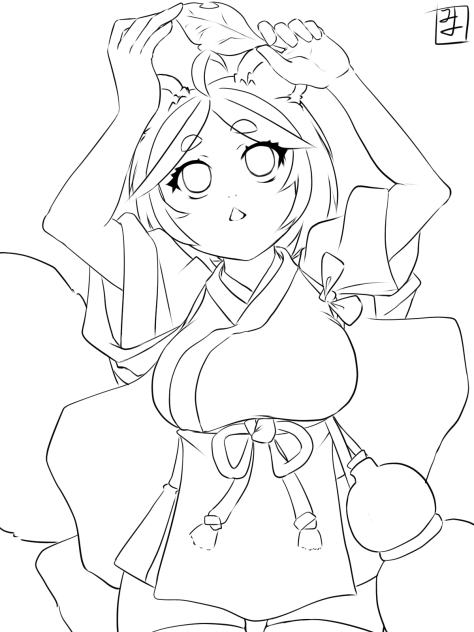 化けちゃうよ　line art