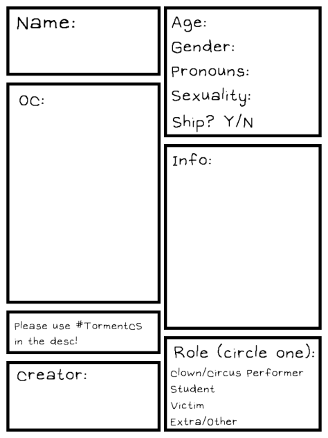 character sheet for Torment