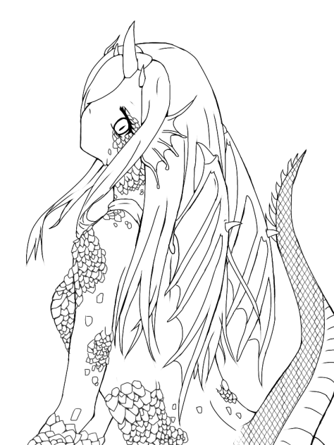 線画 リメイク 【水龍 擬人化】