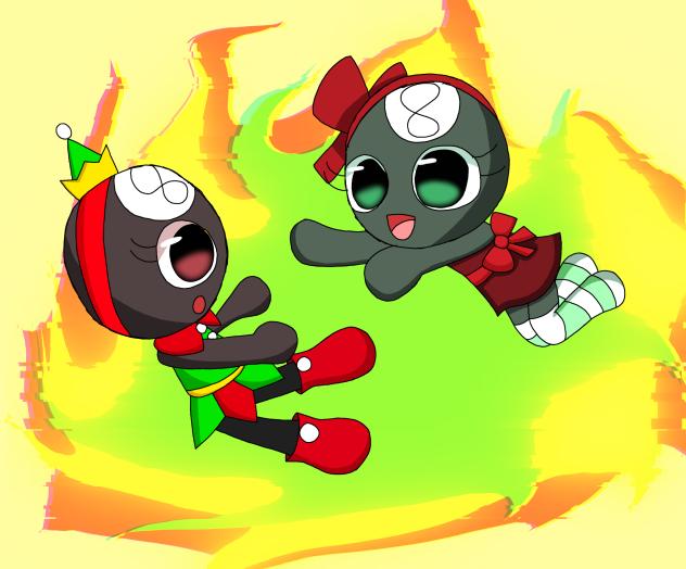 Two mirrored toons (Toodles Xmas drawing