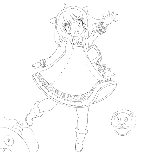anya x genshin-- line art