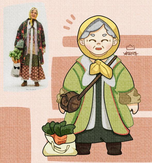 Grandma buying carrots
