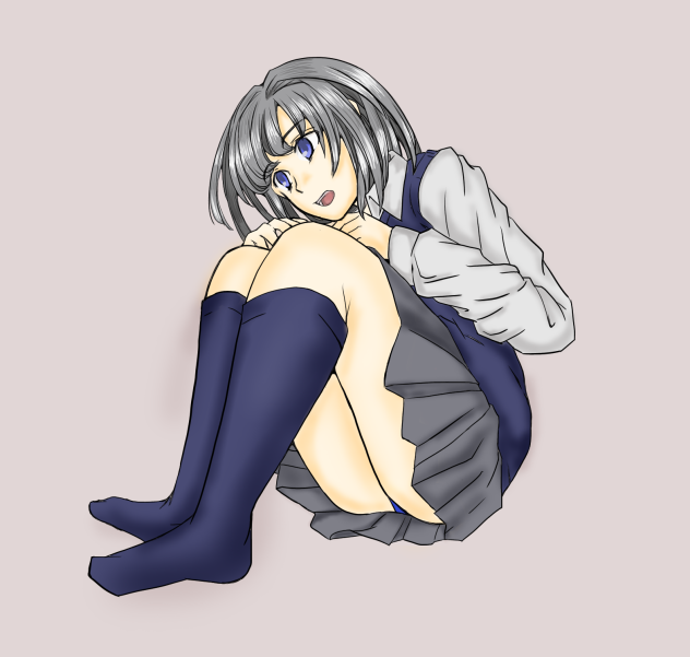 体育座りな子 色つけ