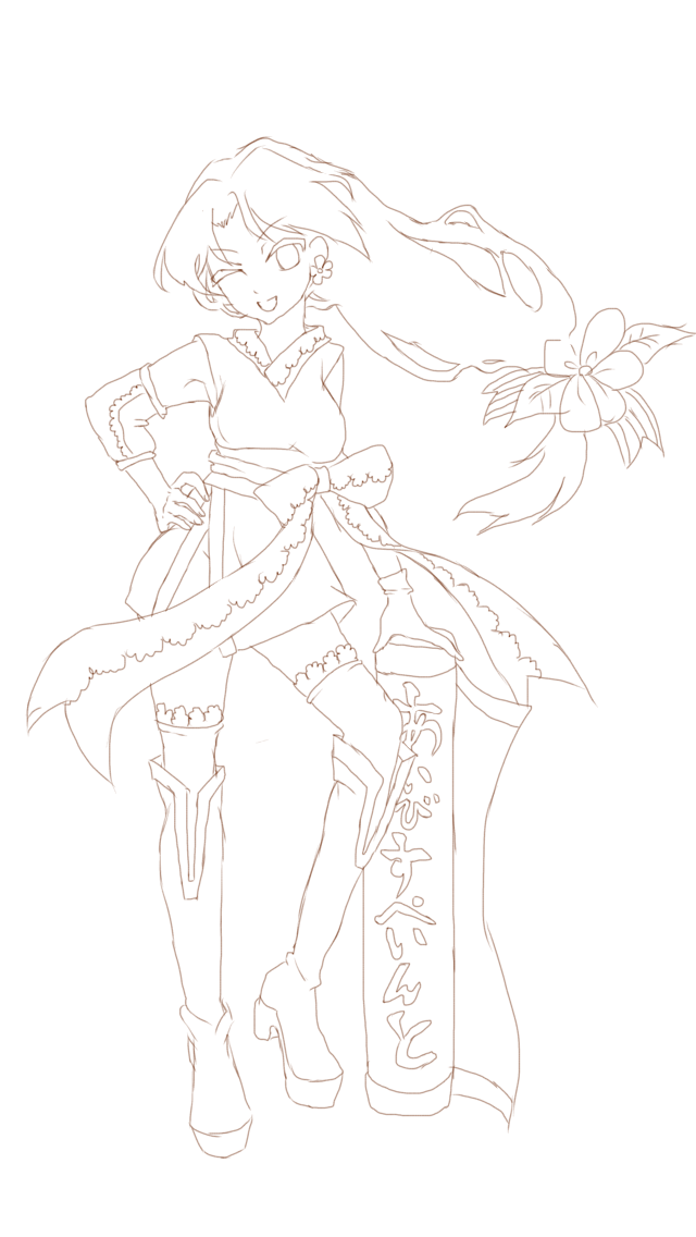 線画 中華風女の子 Ibispaint