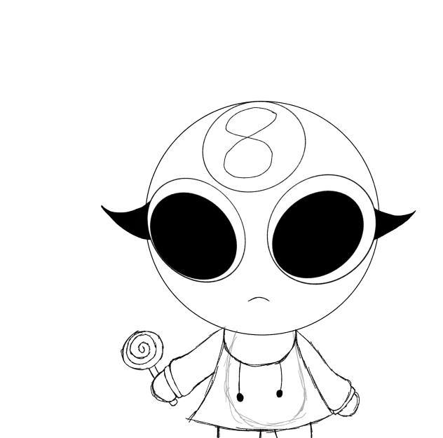 Toodles eating a lollipop