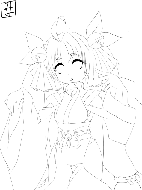 鈴が鳴る鳴る　弍　line art