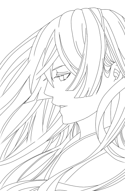 和風女性 線画 Ibispaint