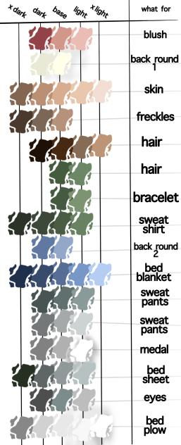 color palette for shadows character